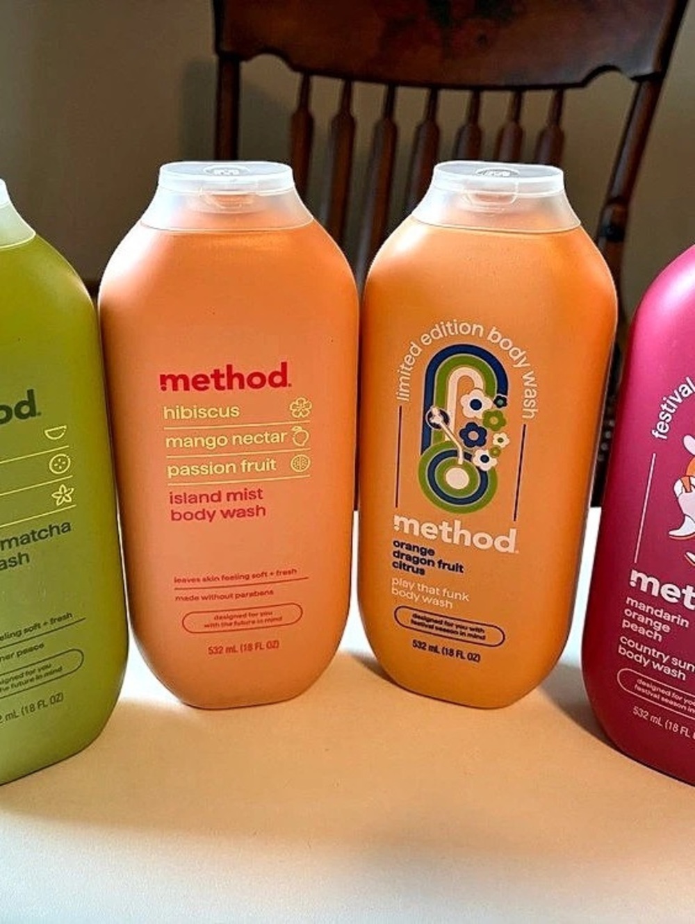 Method Body Wash Variety Set of 4 (Mindful Matcha, Island Mist, Orange Dragon